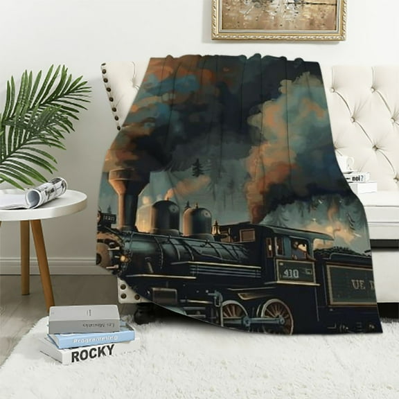 Shiartex Train Blanket Gifts for Kids Boys Soft Warm Lightweight Cozy Funny Train Car Throw Blankets for Bed Sofa Living Room Couch Home Decor  40x50in