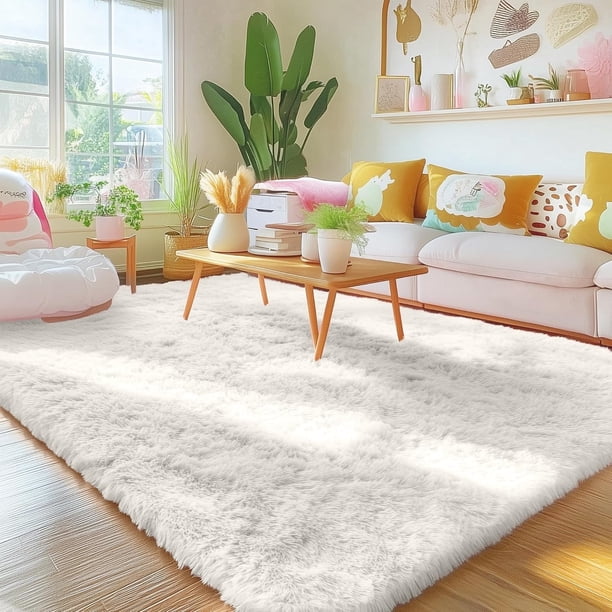 Cshidworld Alfombra Ultra Suave para Sala de Estar, Alfombra Esponjosa de 8X10 para Recámara, Alfombras Modernas y Peludas para Recámara de Adolescentes, Decoración Estética Del Hogar Junto a la Cama