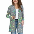 thumbnail image 2 of MKOSPLRT Girls Cardigans Kids Fashion Open Front Long Sleeve Knit Sweaters Funny Sequined Print Outerwear with Pockets 5-14 Years, 2 of 7
