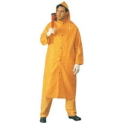 RAIN GUARD Men's 48" High-Visibility Yellow Raincoat | Large Size | Sturdy 35 Mil PVC | Below-Knee Coverage | Detachable Draw String Hood | Designed for Top Protection