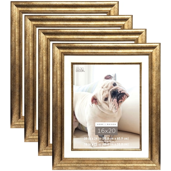 Studio Decor Champagne Frame, 20" x 24" With 16" x 20" Mat, Home Collection, 4 Pack