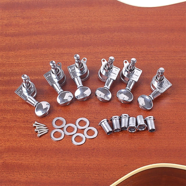 6 Pieces 3R Guitar String Tuning for Electric Acoustic Peg Rustproof Threaded Tuner Machine Heads Adjustable Knobs Locking String Set Good Fixation
