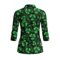 thumbnail image 3 of Uorisanigo Lucky Clover Womens 3/4 Sleeve Golf Shirts Size S Soft Fashionable Quick Dry Athletic Polo Shirts Versatile Zipper Neck Tennis Tops Casual Outing Wear for Workout Sports, 3 of 7