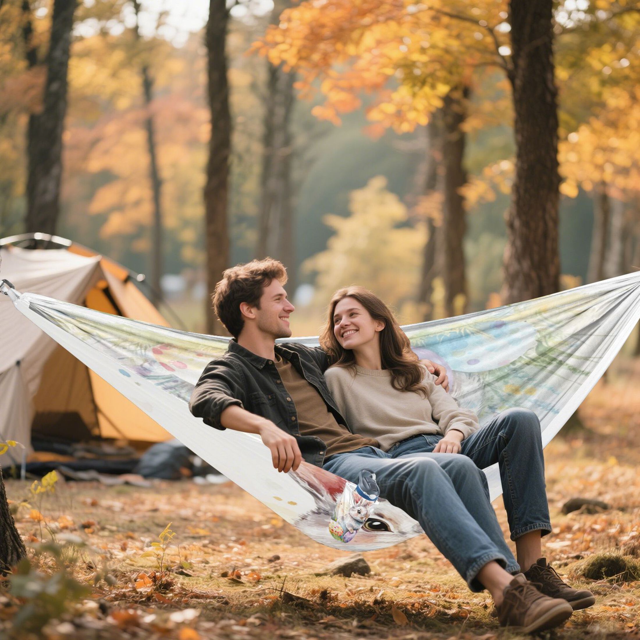 Hammock Camping Hammock Nylon Portable Hammock Travel Camping Hammock Easter Watercolor Rabbit