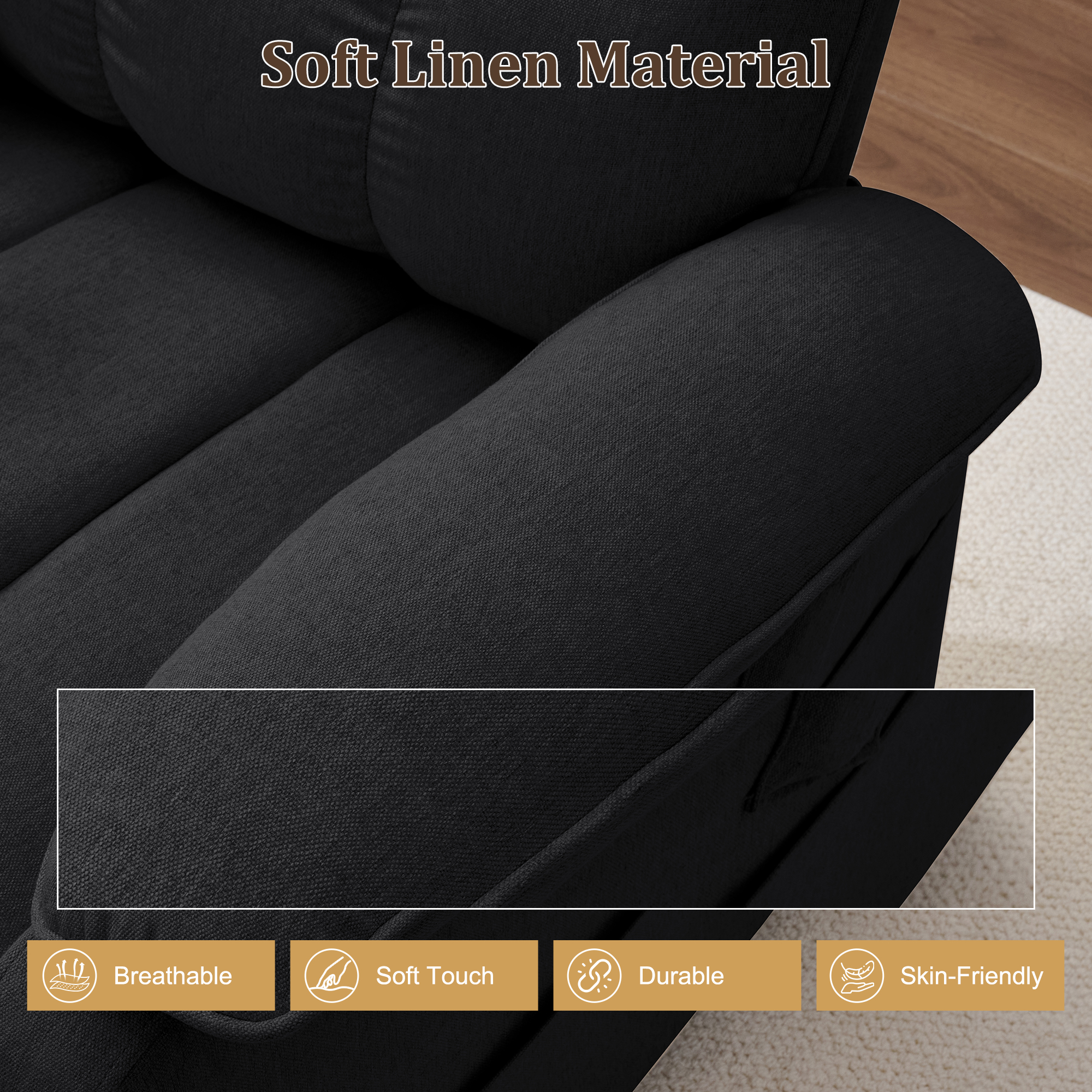 Korser Small Power Lift Recliner Chair for Elderly with Side Pockets Lift Chair for Small Spaces for Living Room,Linen,Black