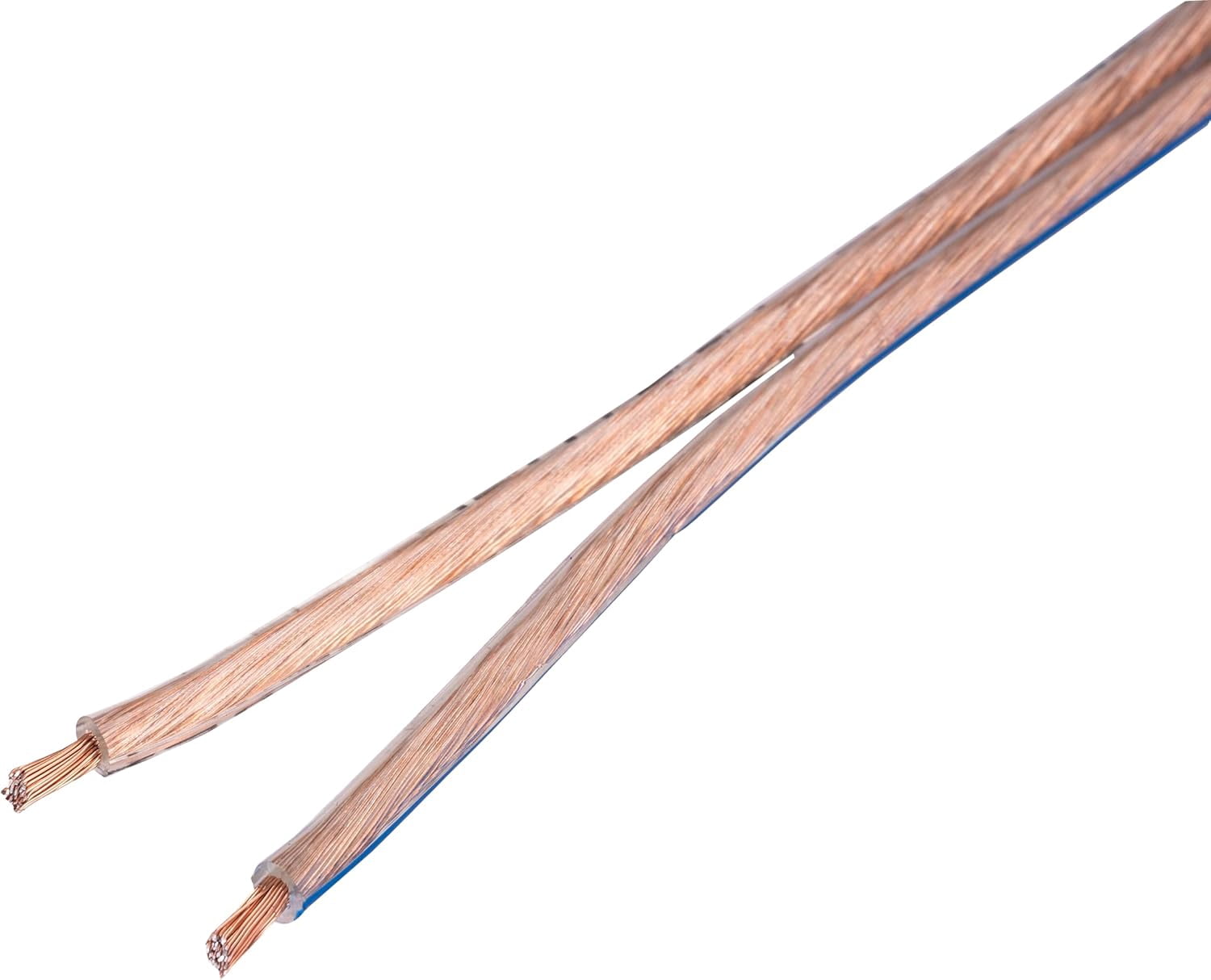 12/2 Speaker Wire 250FT, 12 Gauge 2-Conductor Copper-Clad Aluminum (CCA) Audio Cable, Transparent Clear Low Voltage Wire for Home Theater, Car Audio, LED Lighting, Bulk Cable, Cables Direct Online