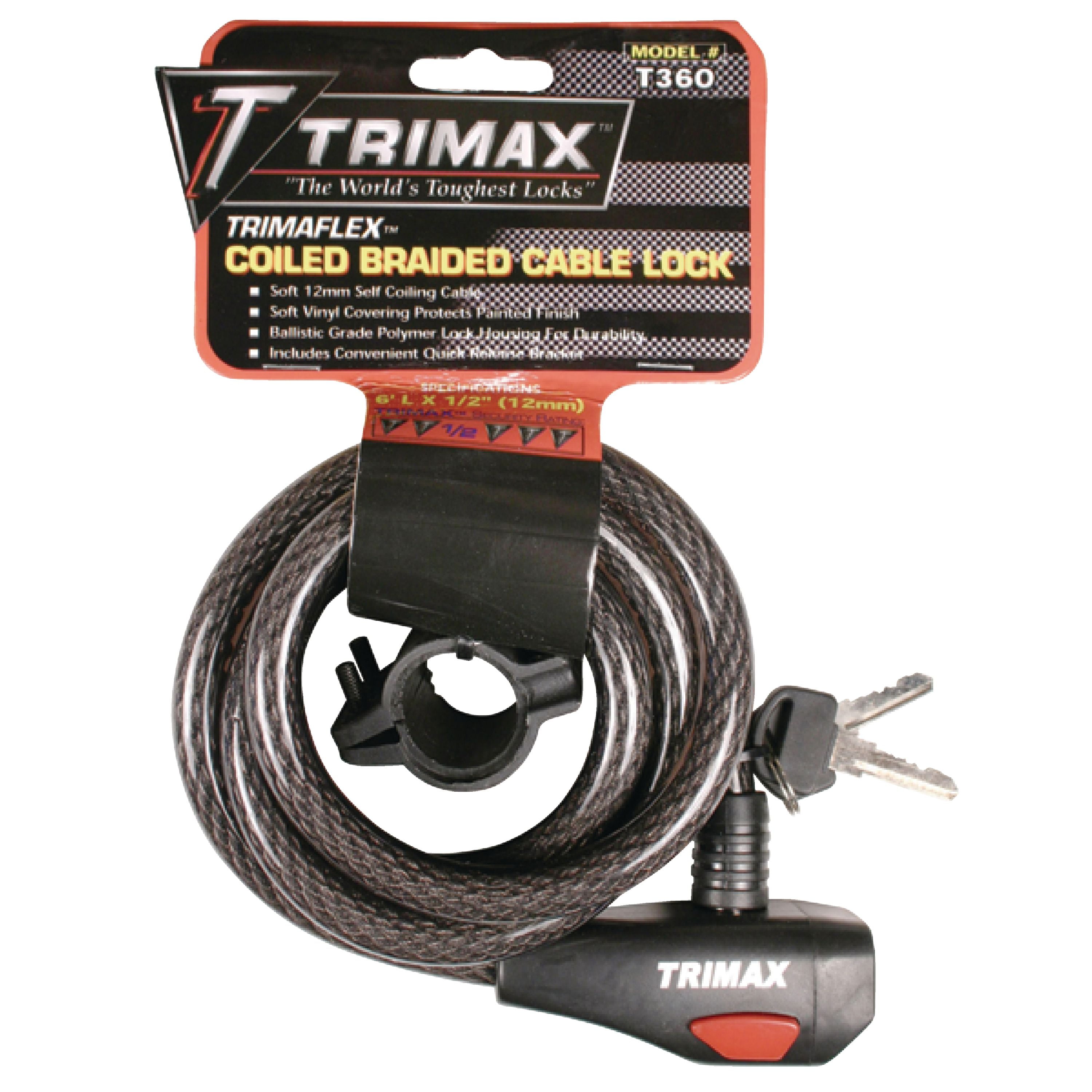 Trimax TKC126 Quadra-Braid 6 x 12mm Keyed Cable Lock