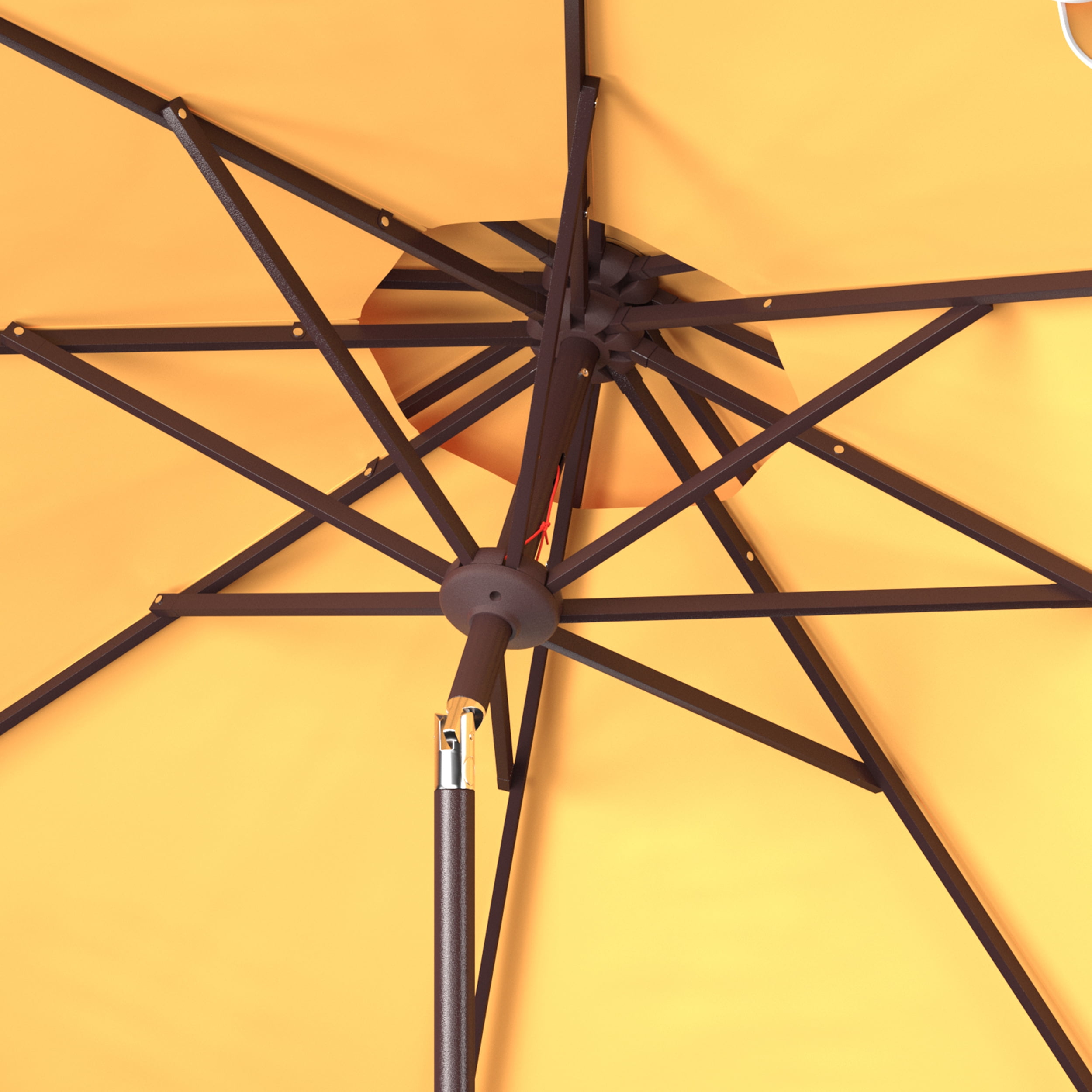 SAFAVIEH Elegant 9' Market Crank Double Top Patio Umbrella, Yellow