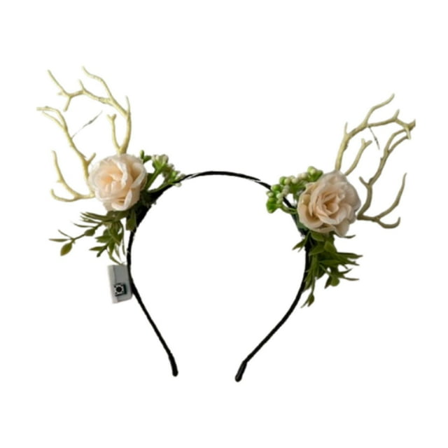 Diadema con flores y astas iluminadas, hermosa diadema con luz LED para cosplay, regalo de cumpleaños