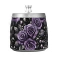 thumbnail image 7 of Yayeee Ashtray with Lid for Cigarette Smokeless Stainless Steel Home Ash Holder, Purple Roses, 7 of 7