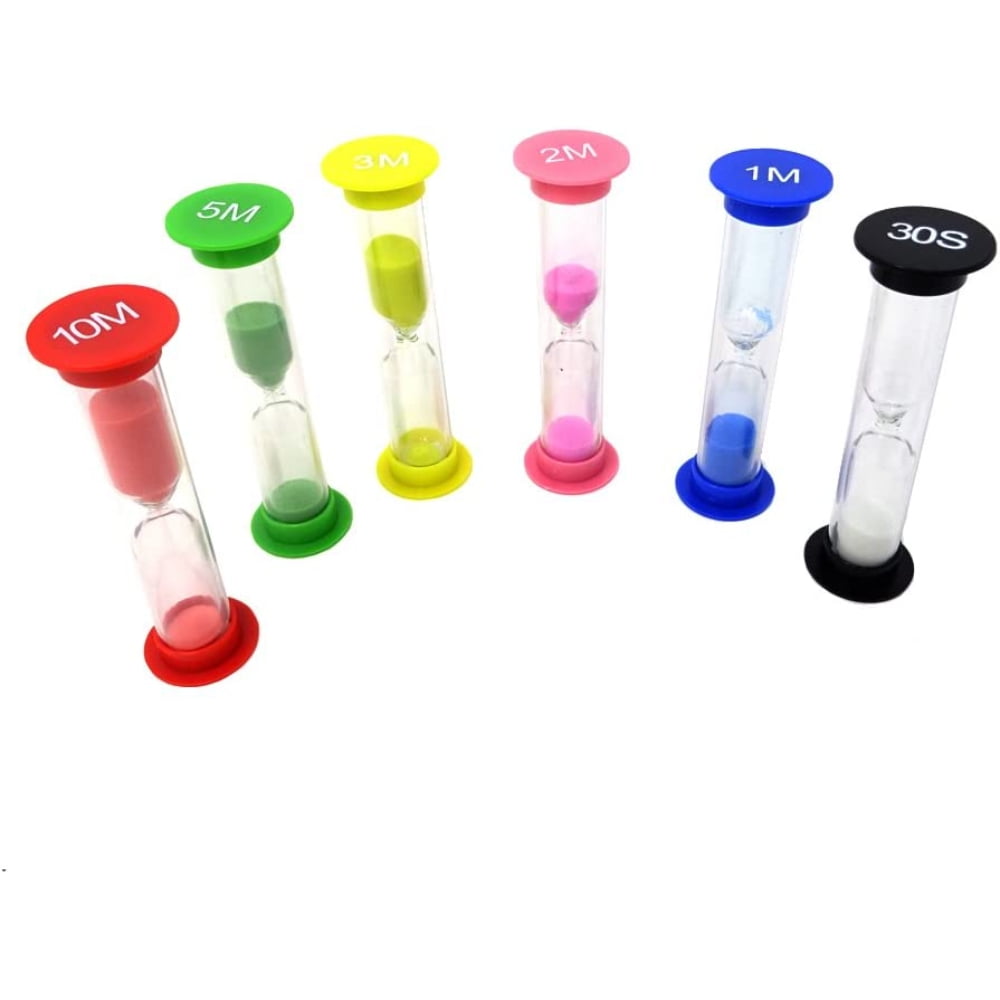 6 Pcs Sand Timer Colorful Plastic Sandglass Hourglass Sand Clock Timer 