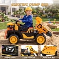 thumbnail image 5 of Wisairt 24V Ride On Dump Truck for Kids, 2 Seater 4WD Electric Truck, 4×200W Motors, Power Car Wheel with Remote Control, Automatic Dump Bed, Shovel, Music, Yellow, 5 of 10