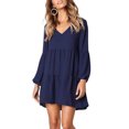 thumbnail image 3 of Valcatch Women's Lantern Sleeve V Neck Dresses Casual Loose Flowy Dresses, 3 of 6