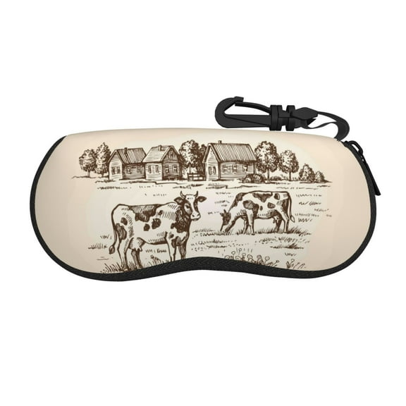 Picia Cows On The Farm Print Sunglasses Case, Eyeglasses Case Protector Large Glasses Case, Key Lock Case Protective Glasses Holder Eyeglasses Cases