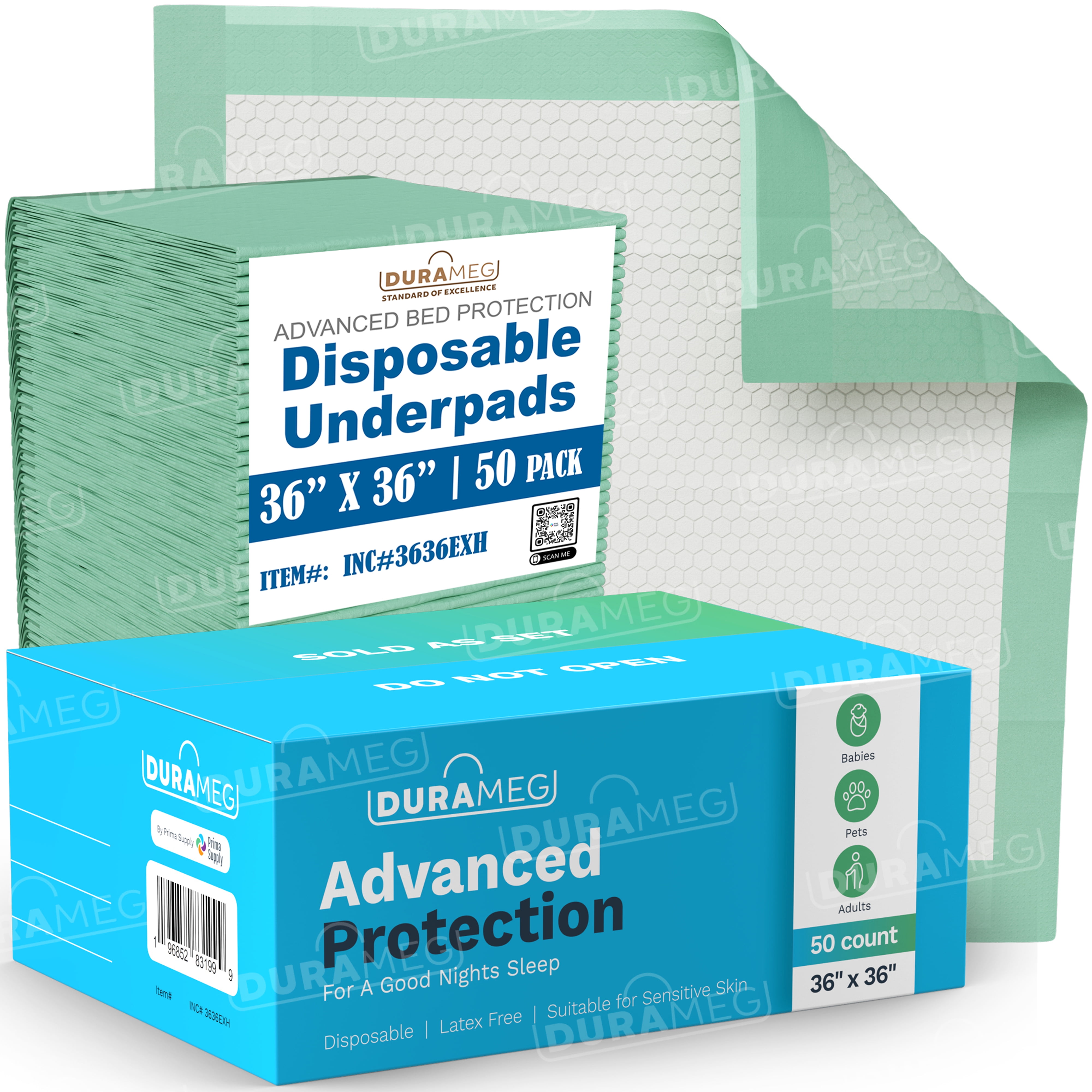 Chucks Pads Disposable [50Pads] Underpads 36x36 Incontinence Chux Pads