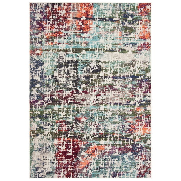 SAFAVIEH Madison Roswell Abstract Area Rug, Blue/Green, 5'3" x 7'6"