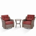 thumbnail image 2 of PARKWELL 3-Piece Outdoor Swivel Rocker Chair with Side Table,All-Weather Rattan Swivel Glider Rocking Lounge Chair,Patio Bistro Set for Porch Deck Backyard,Brown/Red, 2 of 9