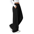 thumbnail image 3 of Sewkxo Girls Wide Leg Sweatpants Drawstring Elastic Waist Baggy Pants Trendy Loose Athletic Joggers with Pocket,Black 120, 3 of 6