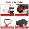 thumbnail image 7 of Heavy-Duty Wagon Dump, 1440lbs Steel Garden Dump Cart with Removable Mesh Sides, 2 in 1 Push and Pull 180° Rotating Handle & 16in All Terrain Wheel for Garden, Yard, 7 of 7
