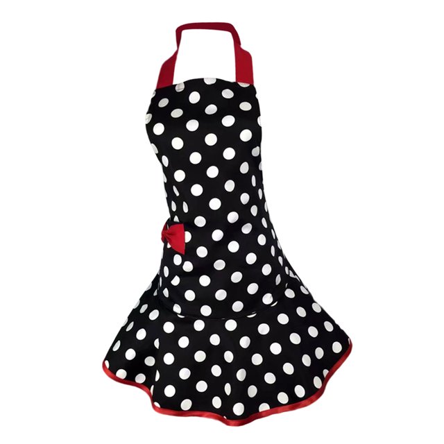 Delantal de cocina para mujer Sunnimix con puntos de trabajo para restaurante Color rojo Borde rojo