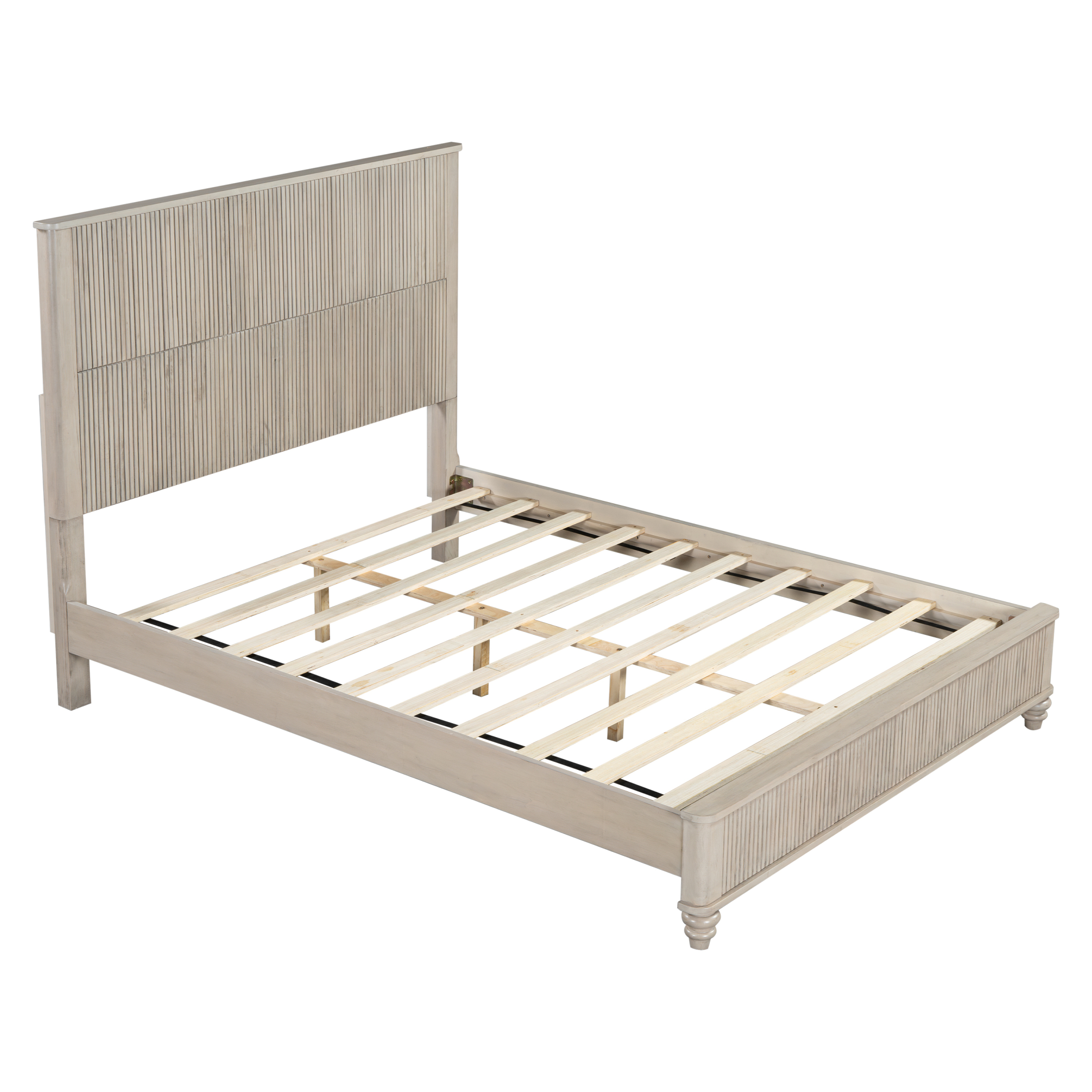Noble House Classic Transitional Queen Platform Bed with Headboard, Solid Wood Frame, Beige
