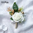 thumbnail image 2 of 15 piezas de boutonnières de rosa blanca para hombres, novios, padrinos y novias, 2 of 7