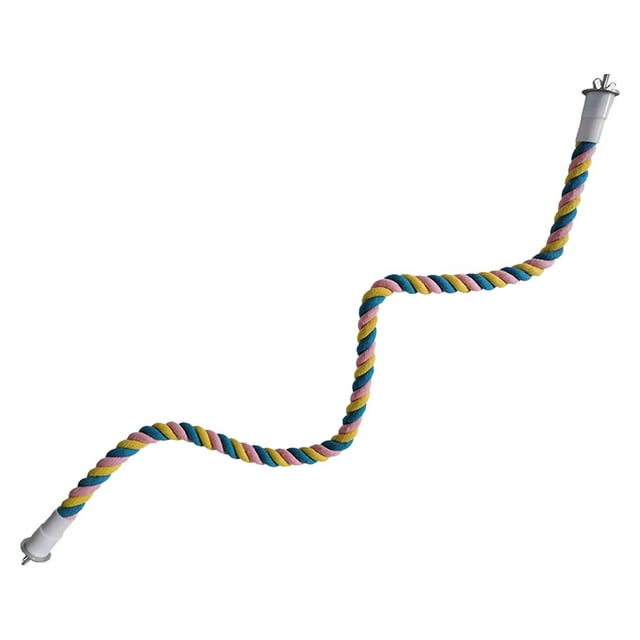 BELOVING Bird Perch Stand Climbing Ropes Bungee Bird Toys for Cockatiel Conure Finch Pink Yellow Blue L