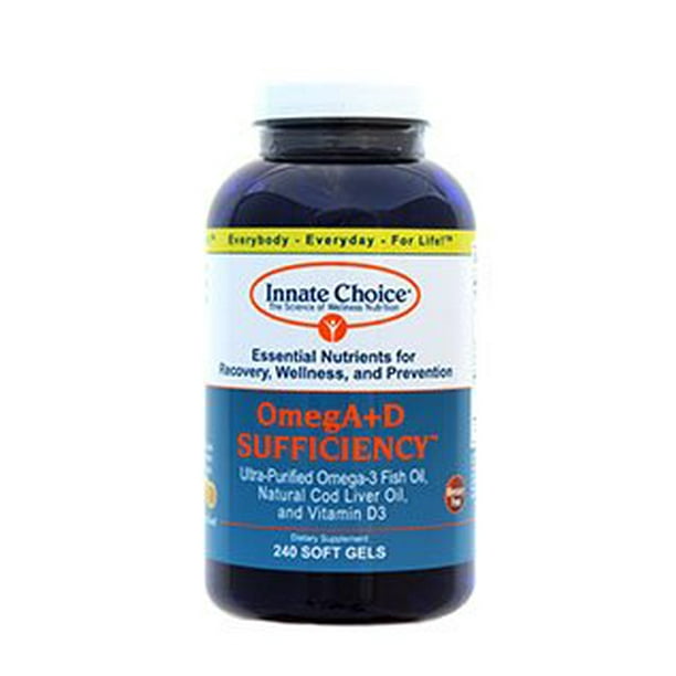 Omega 3, Fish Oil Capsules, OmegA+D By Innate Choice, Lemon 240