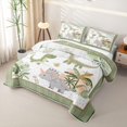 thumbnail image 3 of Erosebridal Kawaii Green Dinosaur Quilt King for Boys Girls, Jungle Tree Print King Coverlet Set, 3-Piece, 3 of 7