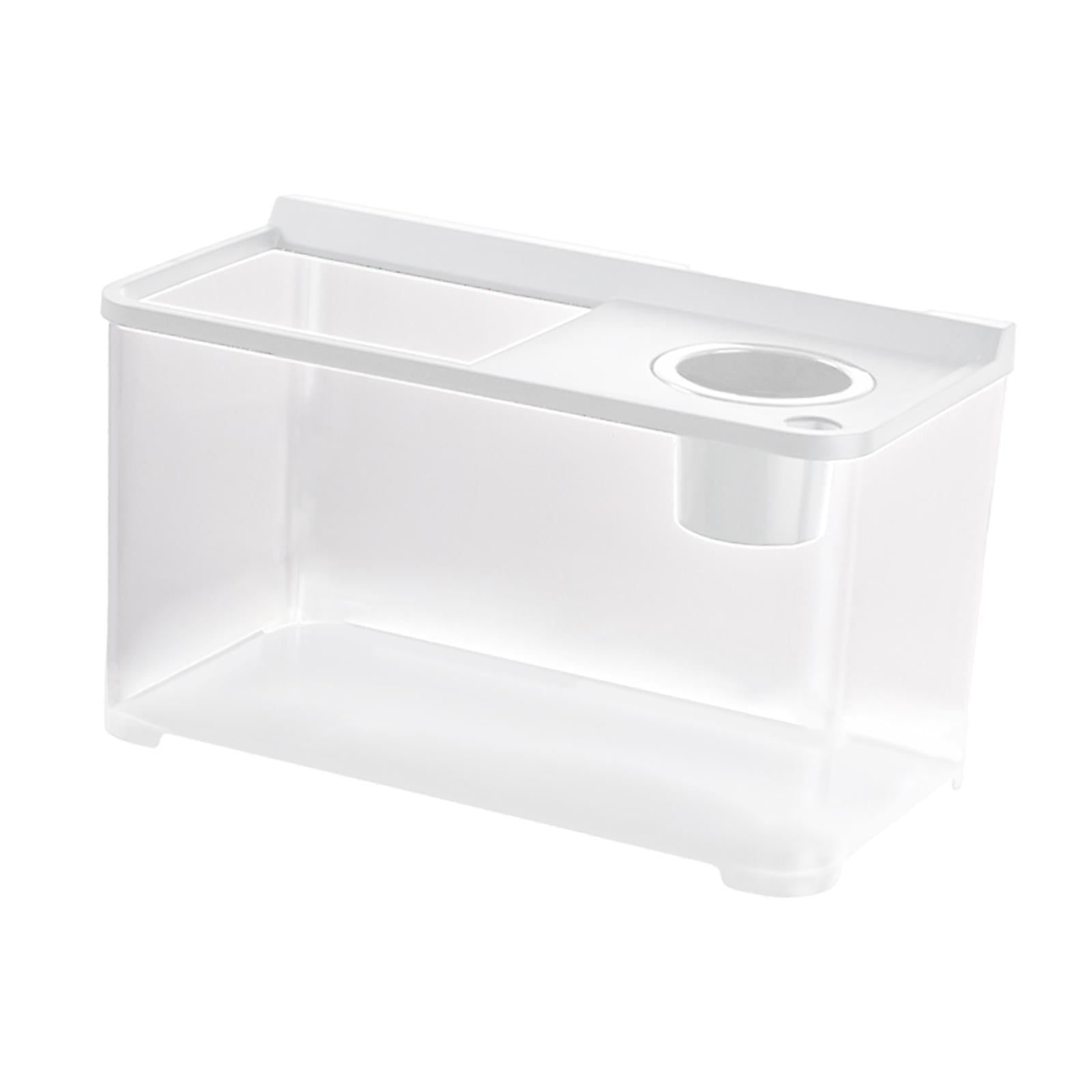 FashionCha Betta Fish Tank Mini Fish Tank 34x21x20 cm Transparent Amphibian Feeding Box Fish Bowl Reptile Terrarium for Turtle Frog Fish White