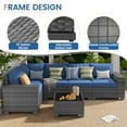 thumbnail image 2 of Poteban Patio Furniture Set 6 PCS Outdoor Sectional Conversation Sets Featuring Widen Wicker Armrests and High Back, Gray&Blue, 2 of 6