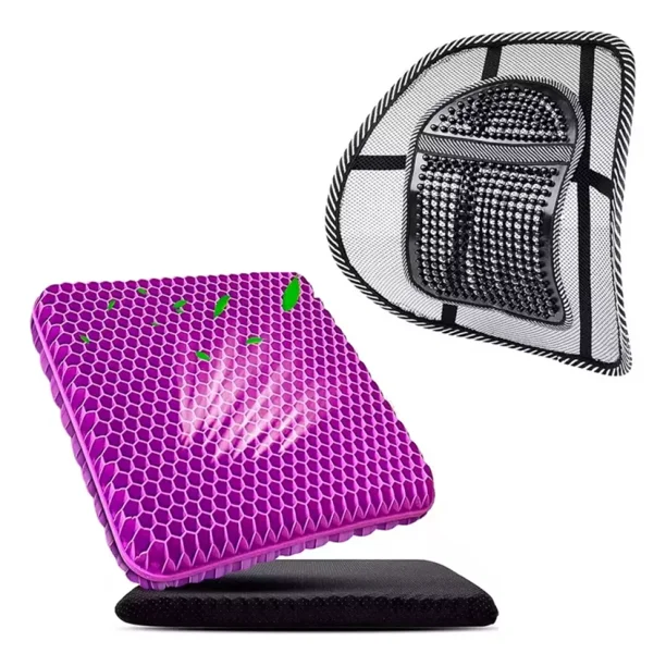 Kit de cojín de soporte lumbar de gel transpirable: diseño ergonómico para mayor comodidad durante todo el día.