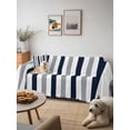 thumbnail image 6 of Navy Blue Gray Striped Couch Cover, Farmhouse Stripe Art Sofa Cover Blanket for 1 Seat Cushion, Sectional Sofa Slipcover Furniture Protector for Living Room Bedroom 71''x91'', 6 of 9