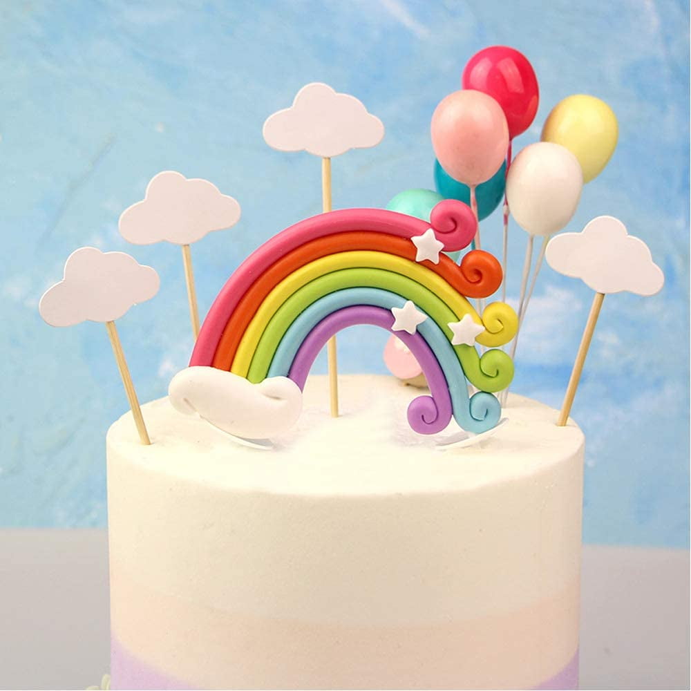 Rainbow Cloud Cake Topper, Colorful Rainbow Soft Pottery Cake Cupcake  Topper Happy Birthday Decorations Cake Toppers Party Props for Boys Girls  Birthday Party Decorations Supplies: Buy Online at Best Price in UAE -