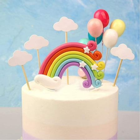 Kit de décoration de gâteau en forme de nuage arc-en-ciel, 13