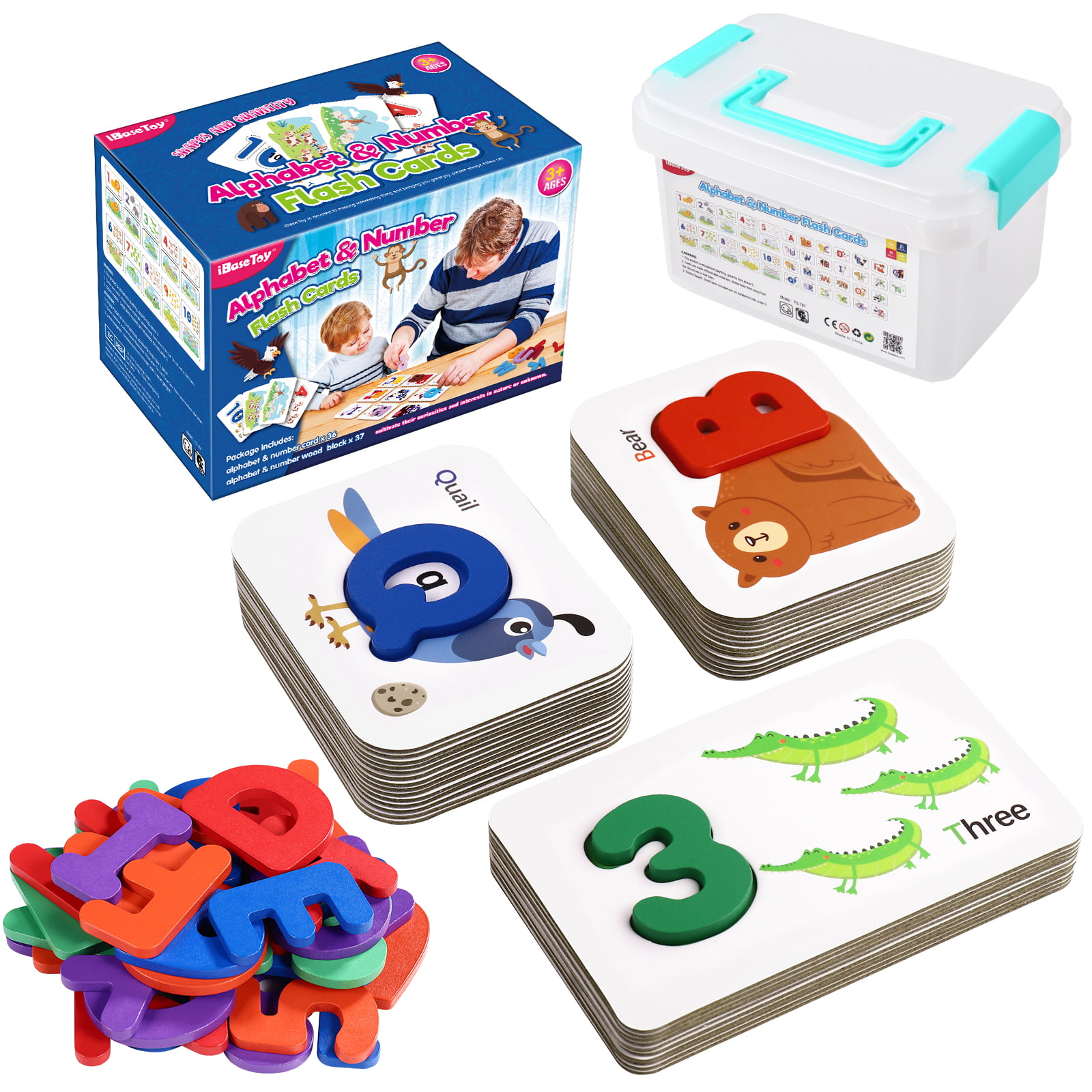 Preschool Kids Learning Cards Number Picture Flash Cards 36pcs/Set Two-side 