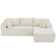 thumbnail image 5 of JOIVI Indoor Modular Sectional Sofa, 106" Corduroy Cloud Couch L Shaped Sofas with Deep Seat, Comfy Fluffy Plush Couches, No Assembly Required, Right Chaise, White, 5 of 10