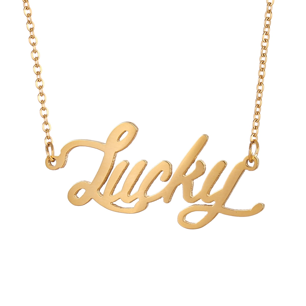 18k Gold Plated Lucky Word Necklace Name Pendant Jewlery Best Friend Gifts