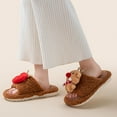 thumbnail image 5 of Pantoufles d'Intérieur et d'Extérieur pour Femmes, Mode Décontractée, Hiver, Noël, en Molleton, Chaudes, Couleur Unie, Bout Rond, Plates, 5 of 5