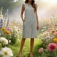 thumbnail image 2 of Vestido de Verano de Mujer con Bolsillos sin Mangas Cambio de Lino de Rodilla Vestido de Verano Casual Bolsillos Laterales de Tela Transpirable Colores Versátiles, 2 of 9