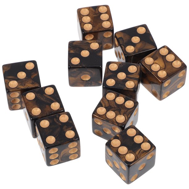 10 dados de juego sencillos y divertidos, de acrílico, de 16 mm y 6 caras.