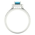 thumbnail image 4 of 1.57ct Brilliant Emerald Cut Turquoise 14k White Gold Halo Solitaire with Accents Engagement Bridal Wedding Ring Band Set size 10.25, 4 of 7
