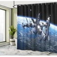 thumbnail image 5 of Ambesonne Outer Space Shower Curtain, Cosmonaut Adventure, 69"Wx84"L, Blue Grey Black, 5 of 5