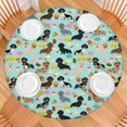 thumbnail image 2 of Dachshund Dog and Pizza Round Fitted Tablecloth with Elastic Edge,Dining Table Cover Waterproof,Outdoor Round Tablecloth for Camping,Dining,Indoor and Outdoor, 2 of 7