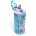 thumbnail image 2 of Zak Designs 2pc 16 oz Disney Frozen 2 Movie Kids Water Bottle Plastic with Easy-Open Locking Spout Cover for Travel, Anna and Elsa, 2 of 8