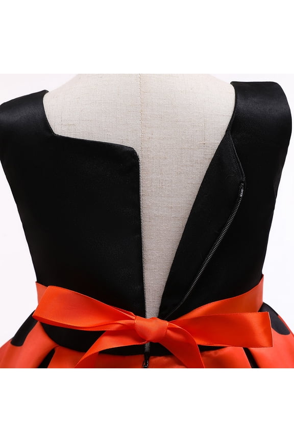 Dresses For Teens Girls Dress Long Sleeve Solid Tunic Dress for Girls with Big Bow Tie,Orange 3-4 Years