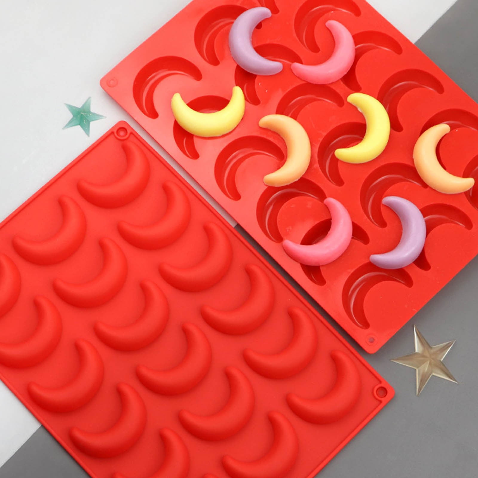 Crescent Silicone Mold Ice Cube Tray Non-Stick Easy Release Food Grade for Chocolate Candy Jelly Mini Cake Soap Wax Freezer by PALIFEUR