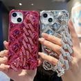 thumbnail image 3 of Plasting TPU Phone Case For iPhone 15 Pro Max 14 13 12 Pro, Anti-drop Shockproof Cover With Bling Diamond Strap, Fashion Portable Glitter Rhinestones Shell Back Case, 3 of 4