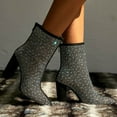 thumbnail image 2 of Juosiy Rhinestone Ankle Boots for Women Chunky Heel Sparkly Dressy Short Booties with Back Zipper, 2 of 9