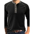 thumbnail image 2 of Biekopu Men's Henley Shirts Casual Long Sleeve Contrast Stitch Button T-Shirts Basic Lightweight Fall Tops, 2 of 5